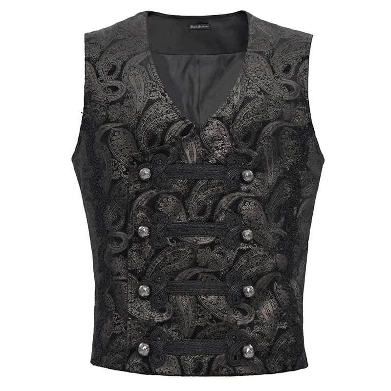 Men's Gothic Floral Studs Buckle-up Waistcoat Gloden