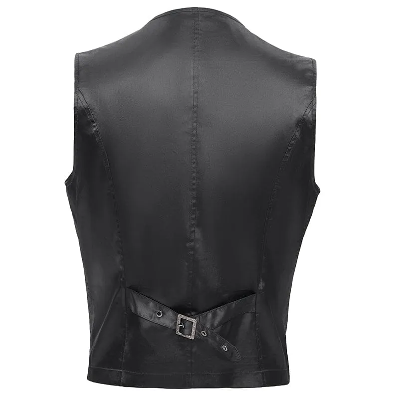 Men's Gothic Floral Studs Buckle-up Waistcoat Gloden