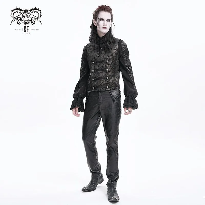 Men's Gothic Floral Studs Buckle-up Waistcoat Gloden