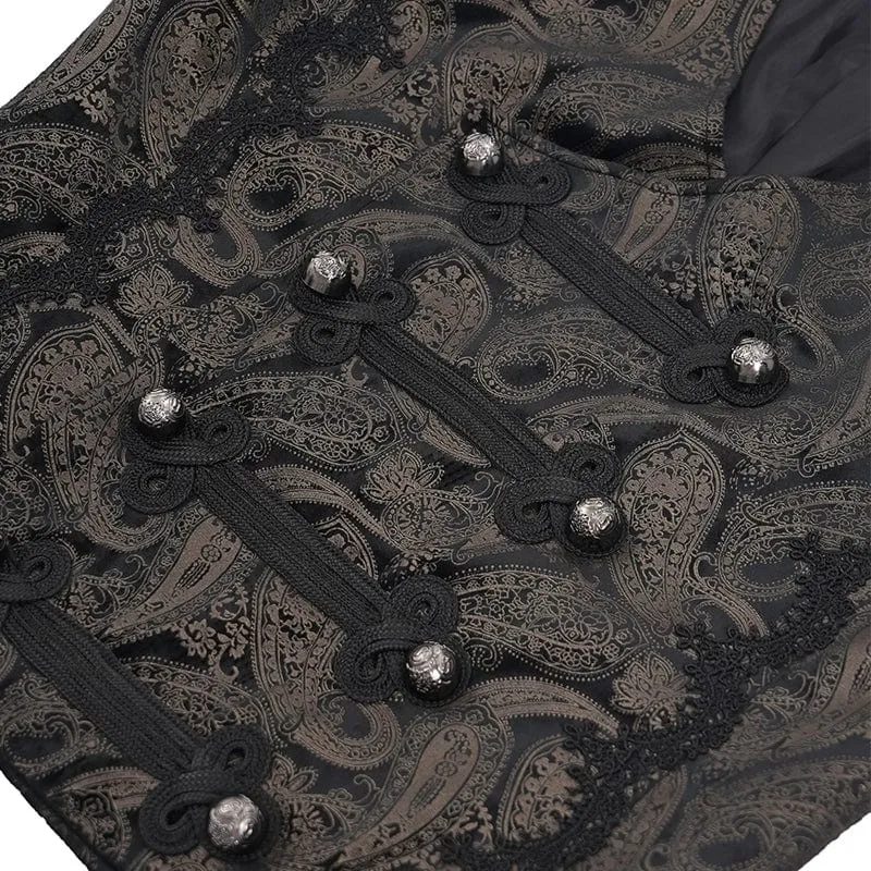 Men's Gothic Floral Studs Buckle-up Waistcoat Gloden