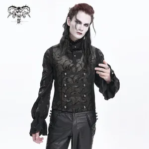 Men's Gothic Floral Studs Buckle-up Waistcoat Gloden