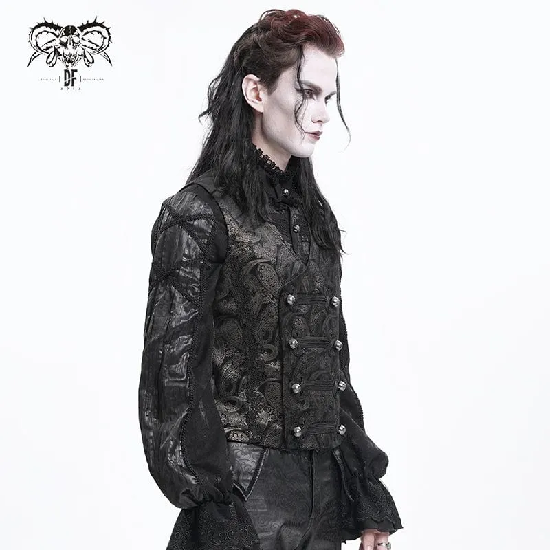 Men's Gothic Floral Studs Buckle-up Waistcoat Gloden