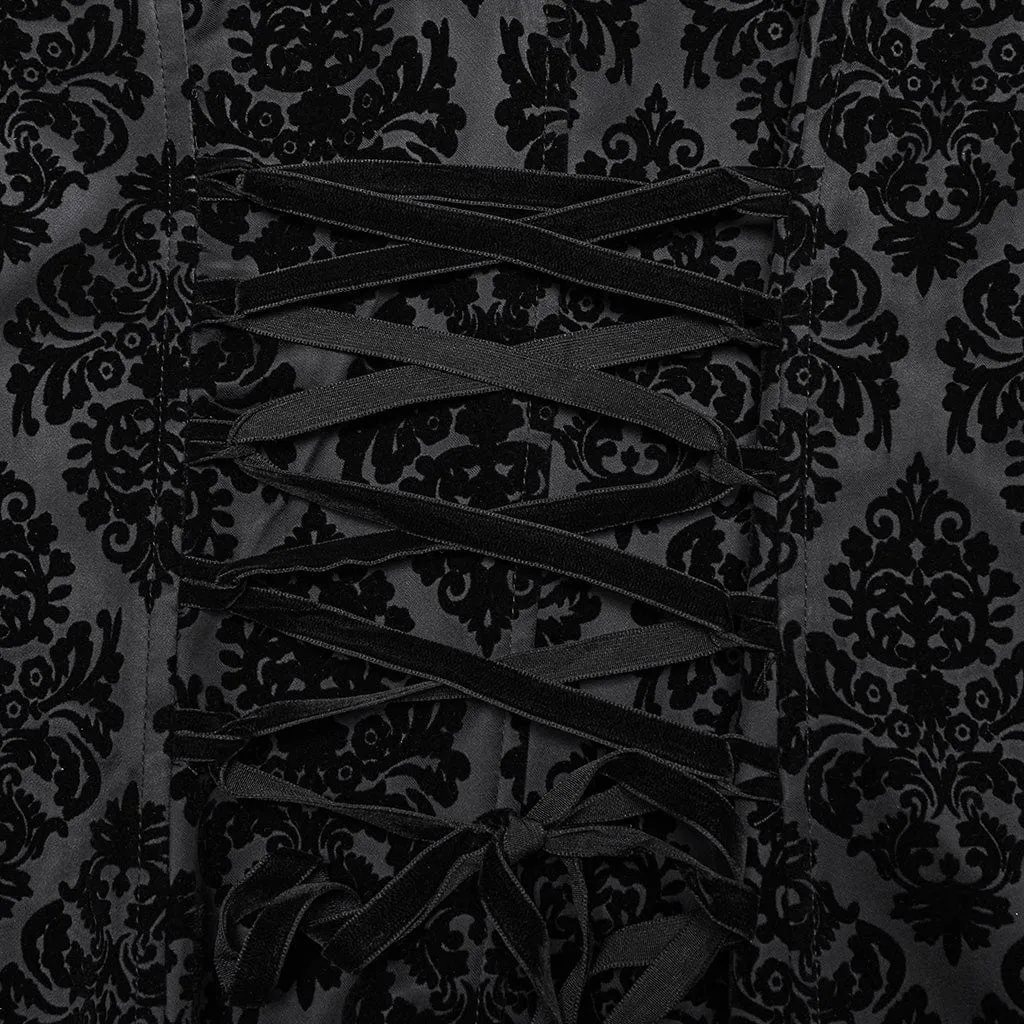 Men's Gothic Lace-up Floral Velvet Waistcoat