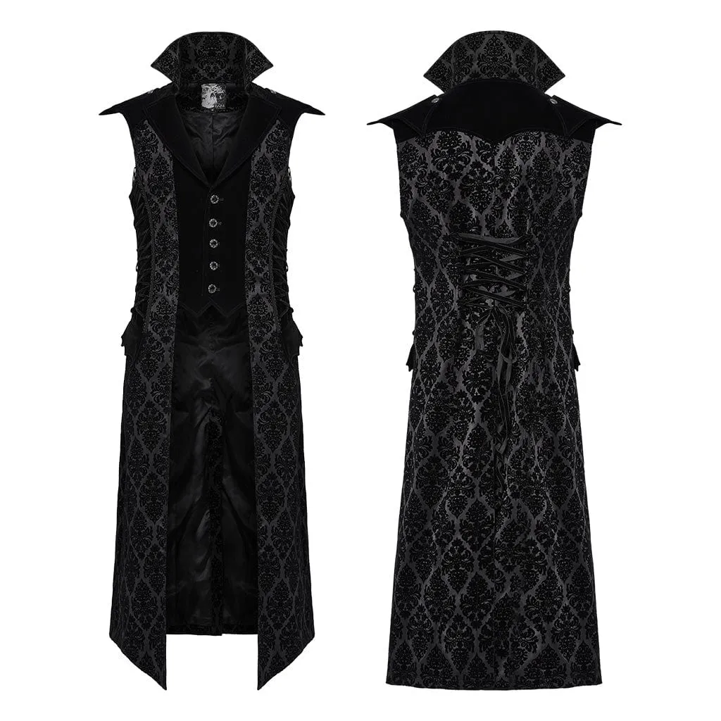 Men's Gothic Lace-up Floral Velvet Waistcoat