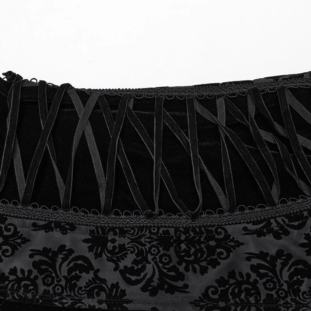 Men's Gothic Lace-up Floral Velvet Waistcoat