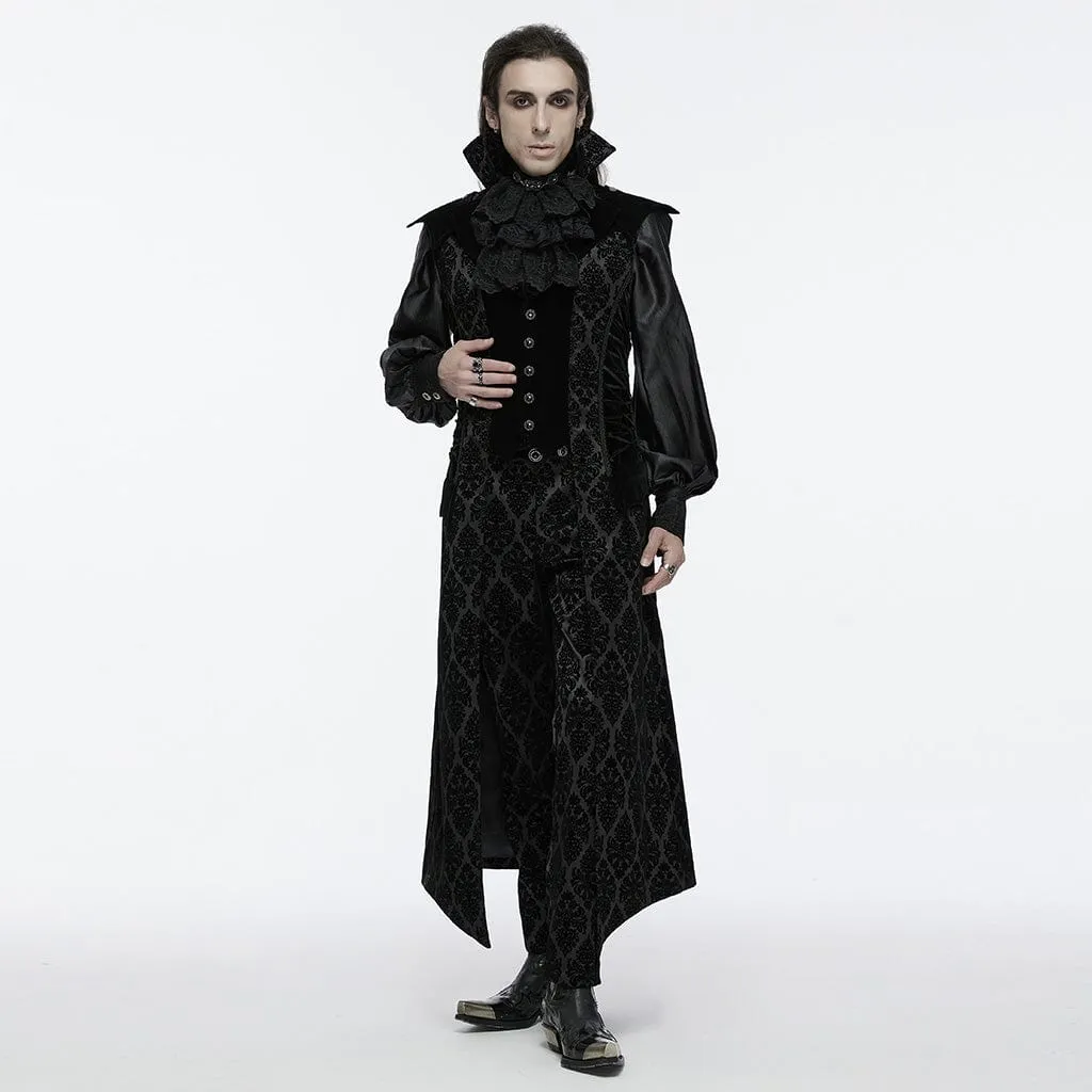 Men's Gothic Lace-up Floral Velvet Waistcoat