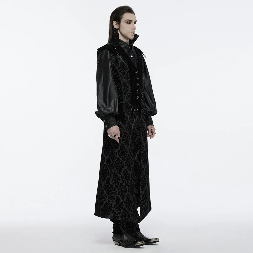 Men's Gothic Lace-up Floral Velvet Waistcoat
