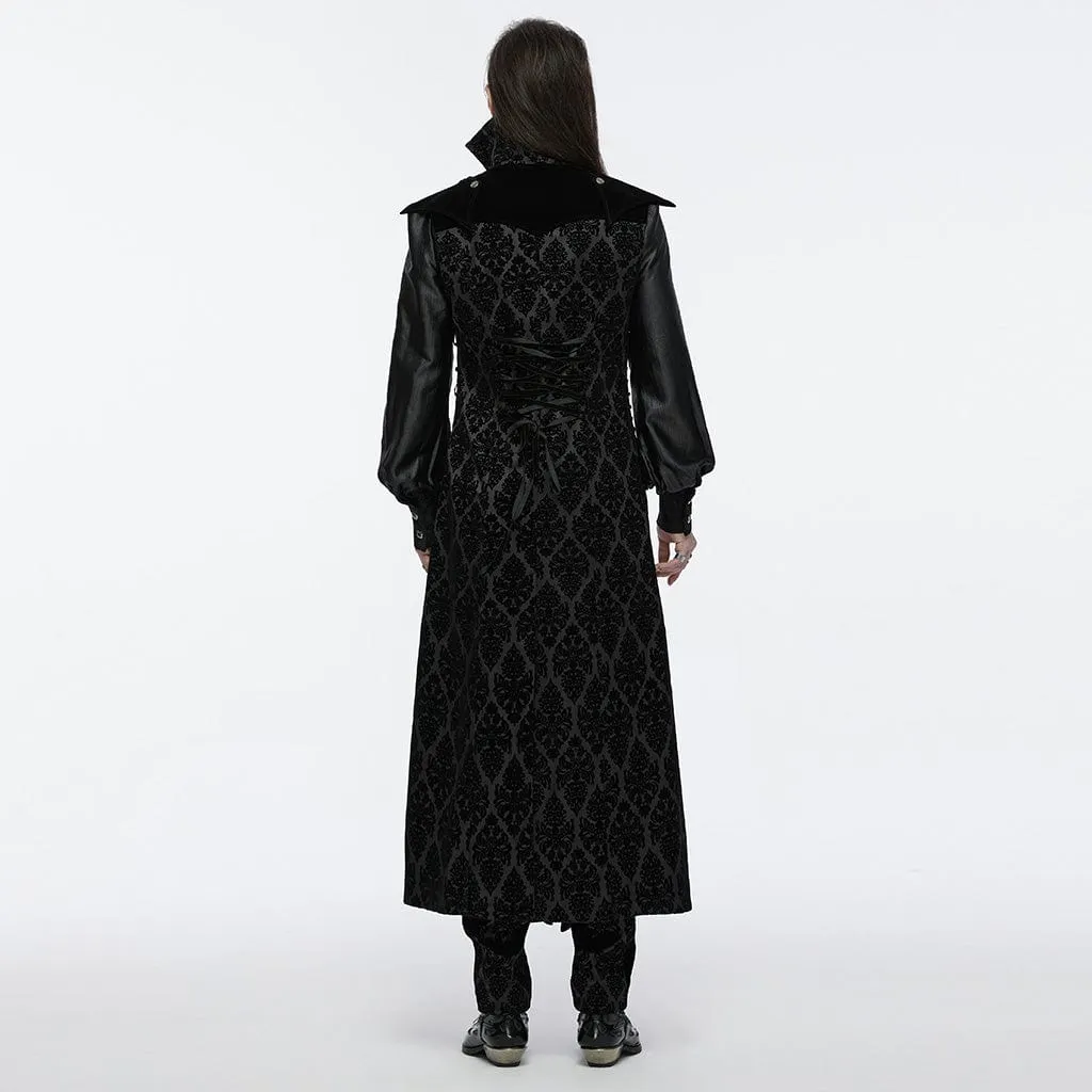 Men's Gothic Lace-up Floral Velvet Waistcoat