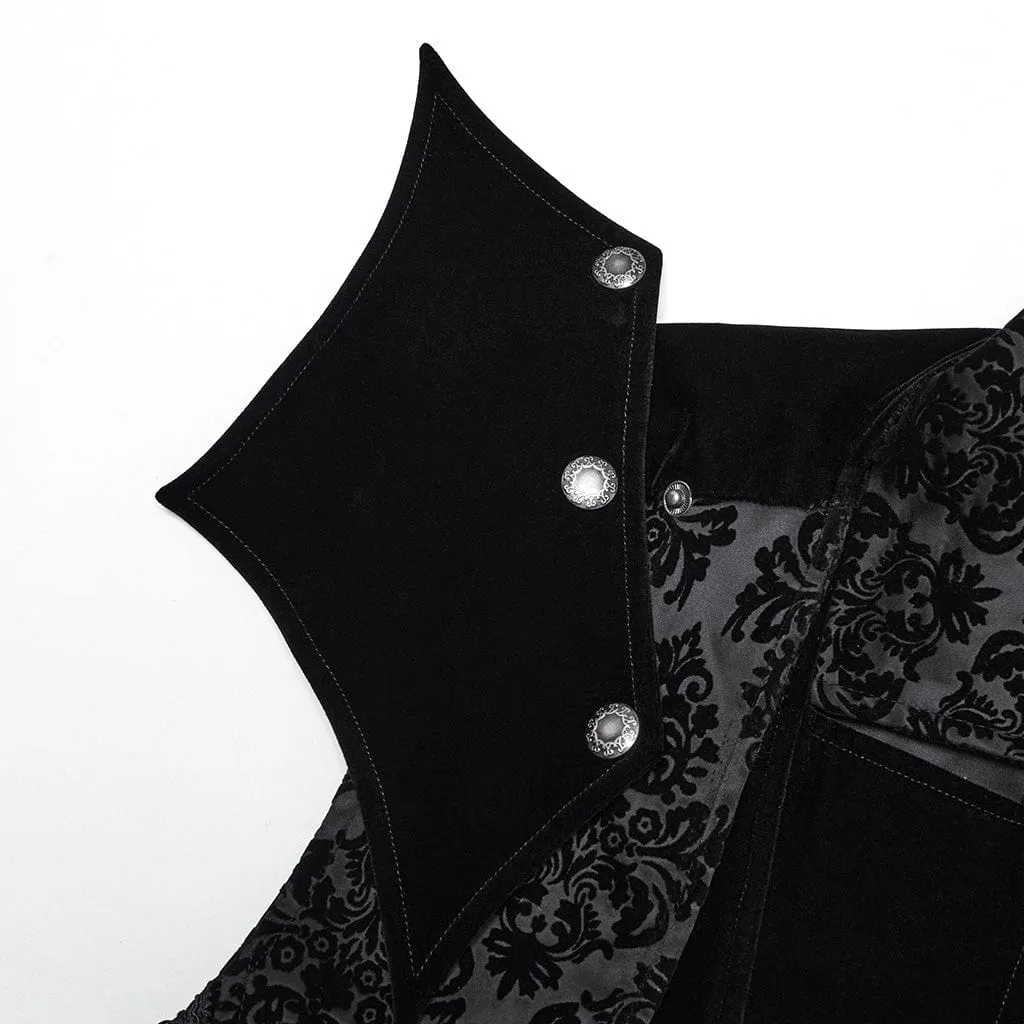 Men's Gothic Lace-up Floral Velvet Waistcoat
