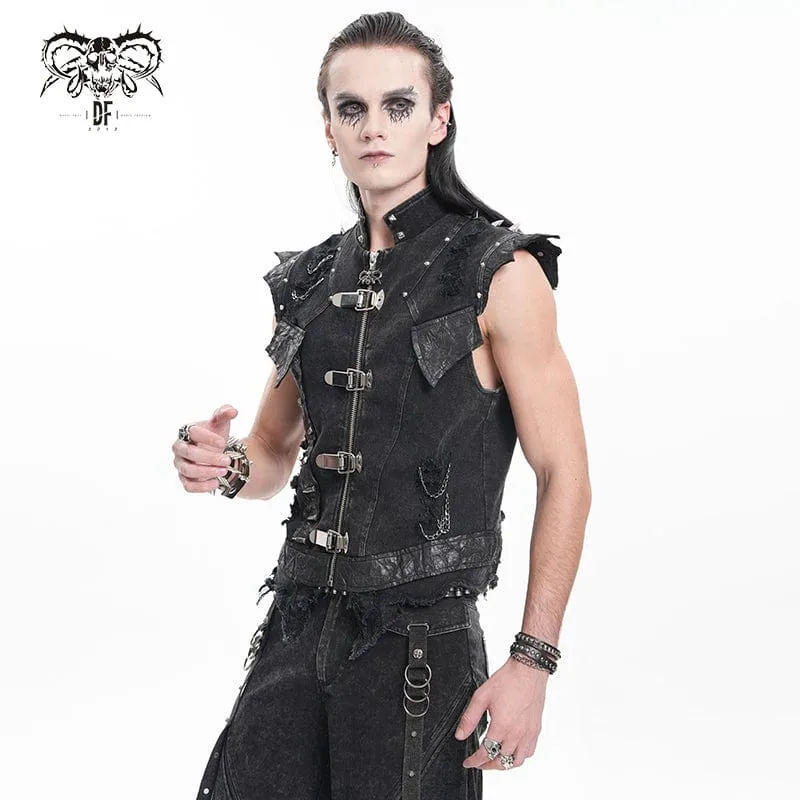 Men's Gothic Rivets Chain Rings Vest