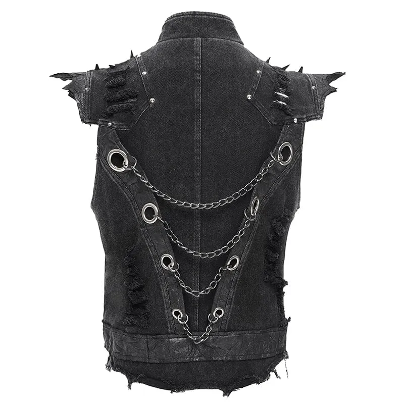 Men's Gothic Rivets Chain Rings Vest