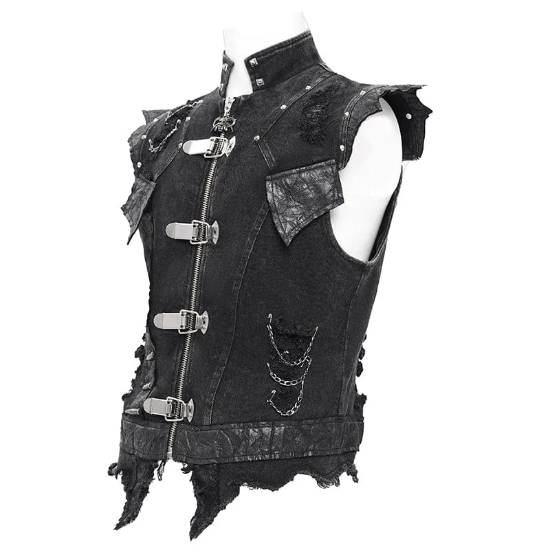 Men's Gothic Rivets Chain Rings Vest