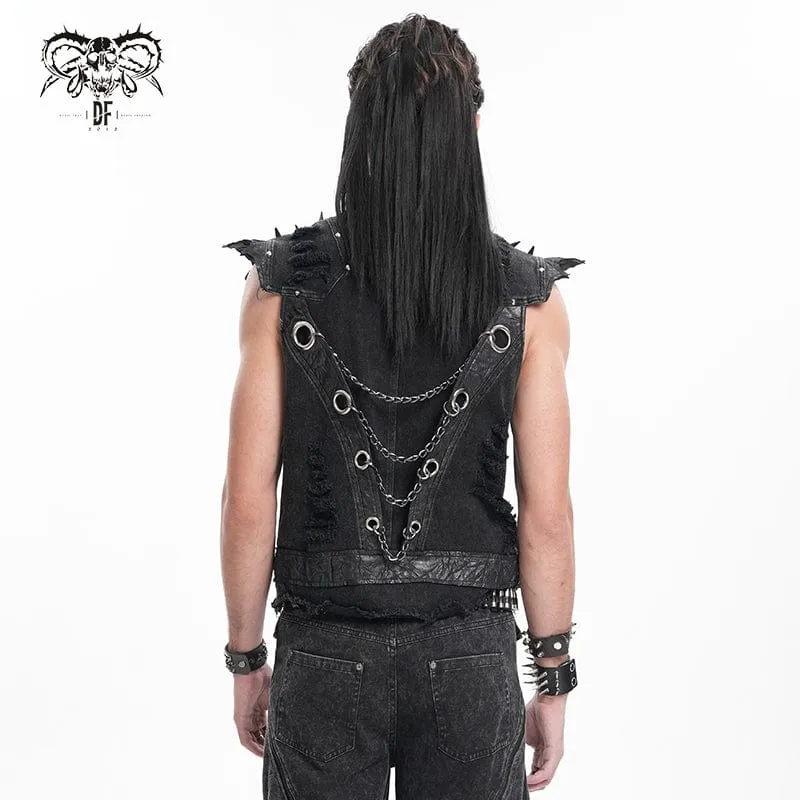 Men's Gothic Rivets Chain Rings Vest