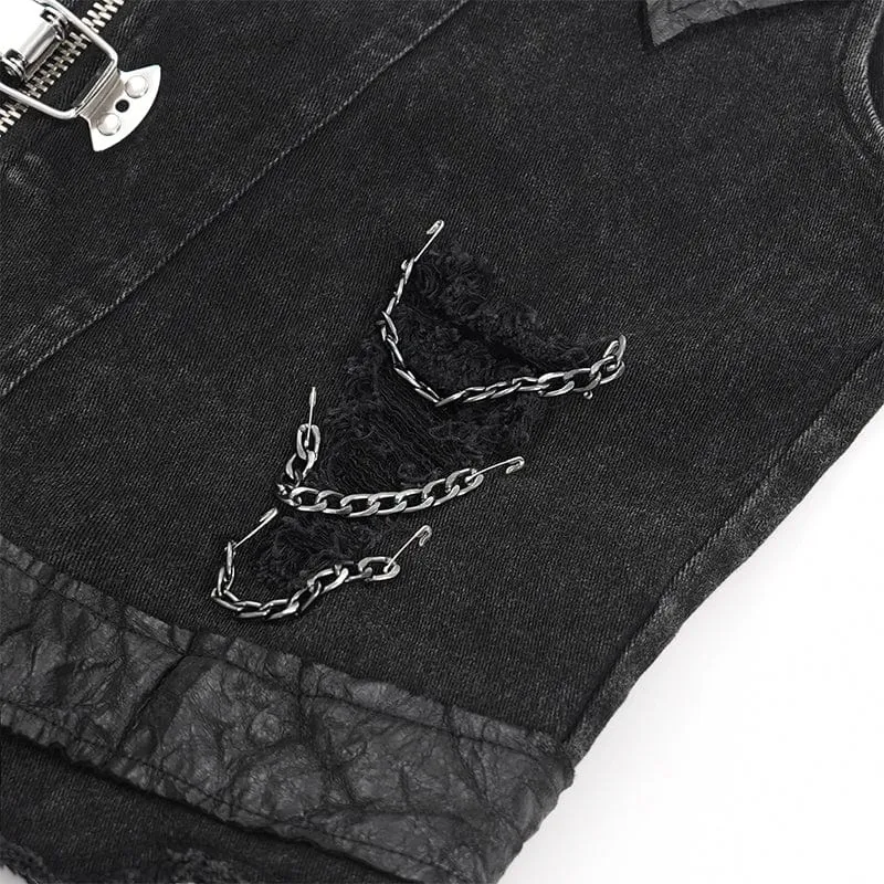 Men's Gothic Rivets Chain Rings Vest