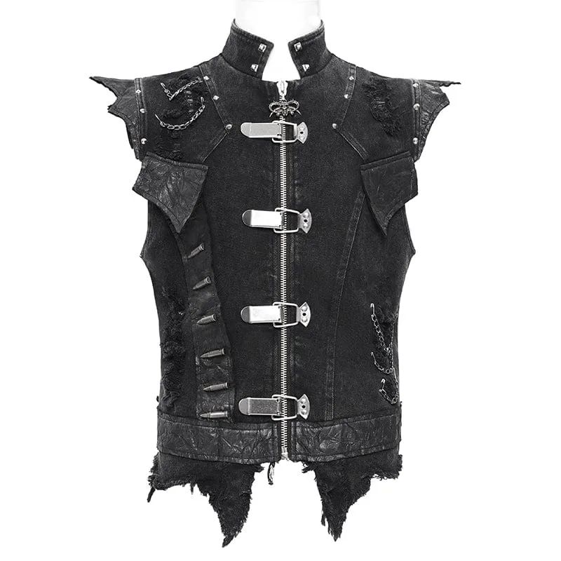 Men's Gothic Rivets Chain Rings Vest