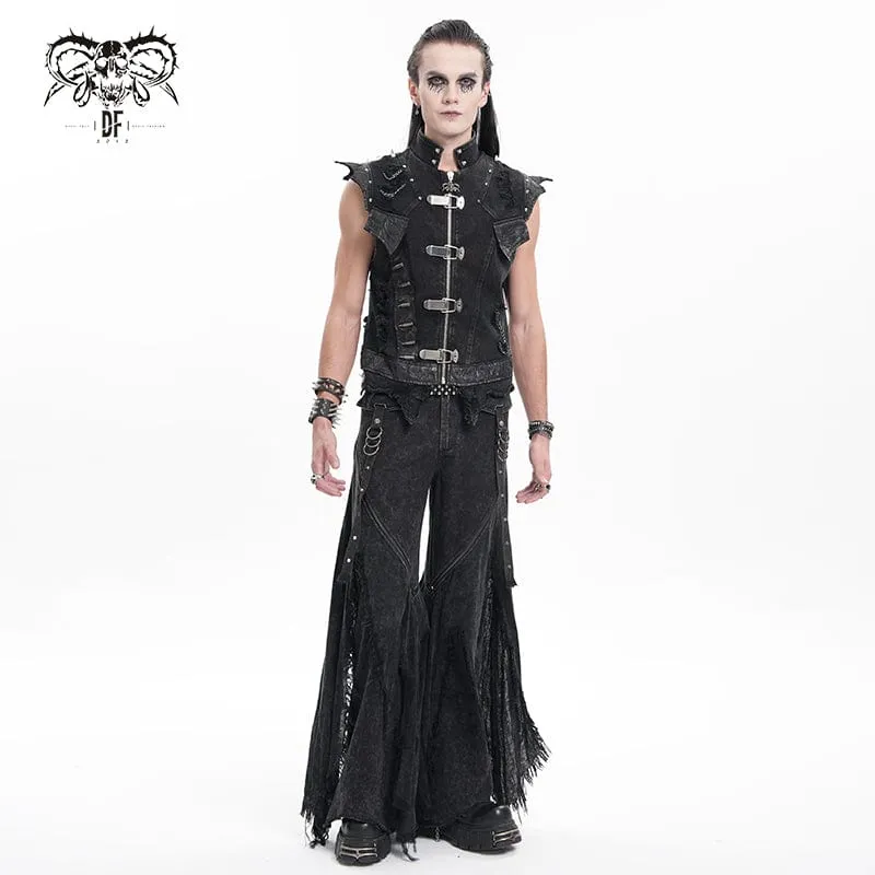 Men's Gothic Rivets Chain Rings Vest