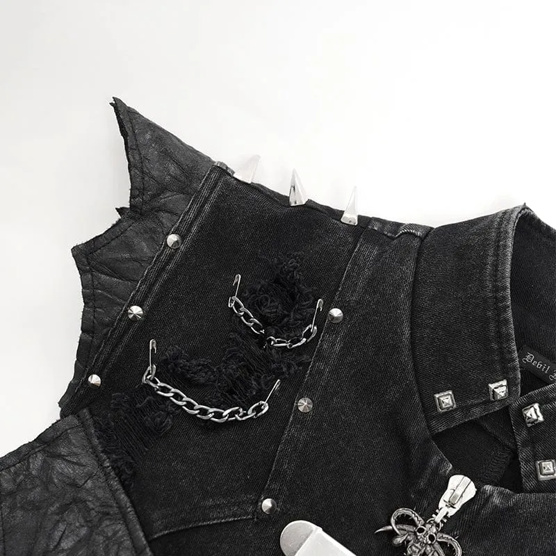 Men's Gothic Rivets Chain Rings Vest