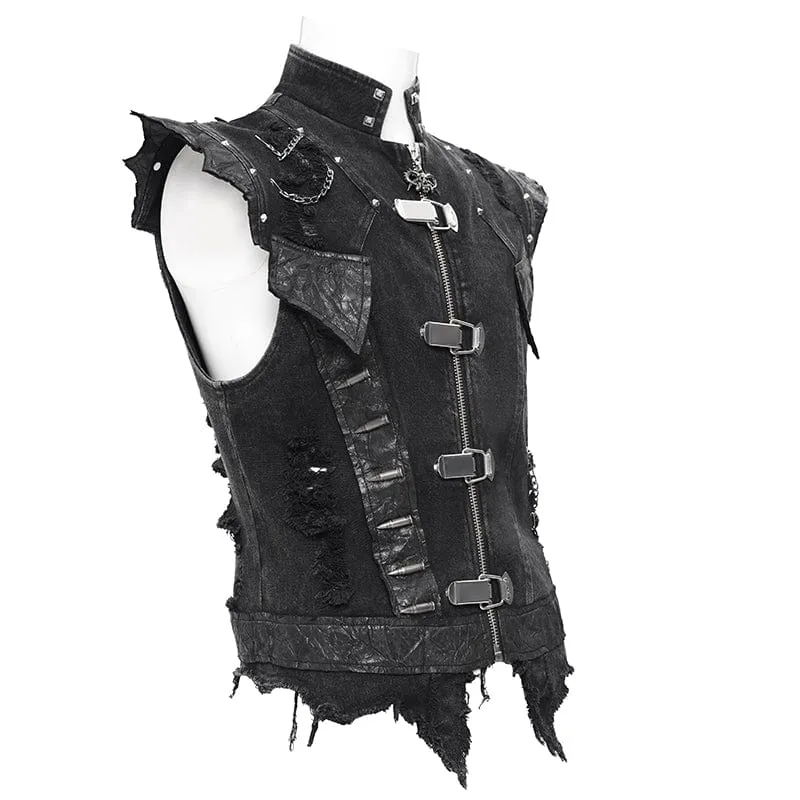 Men's Gothic Rivets Chain Rings Vest