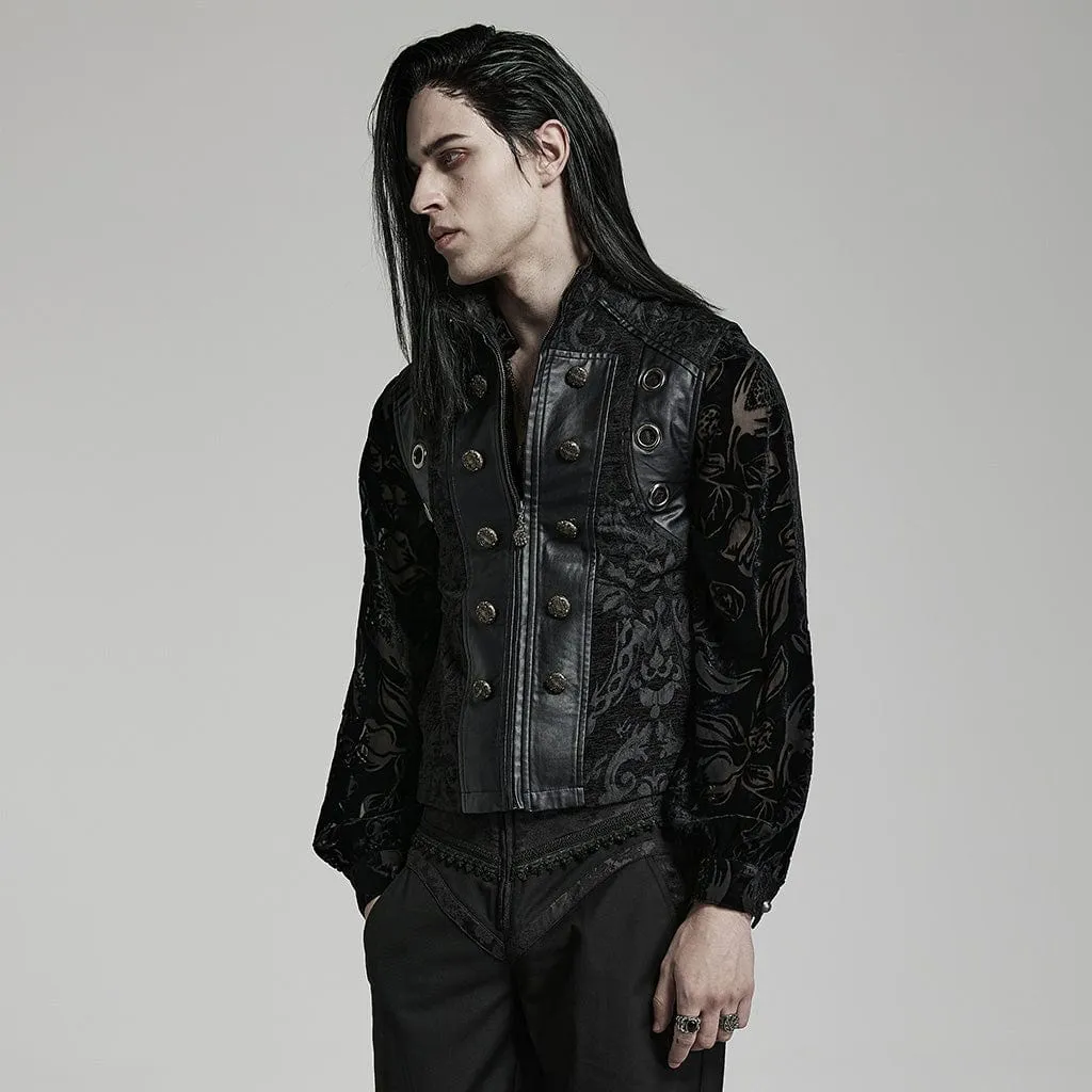 Men's Gothic Stand Collar Embossed Vest
