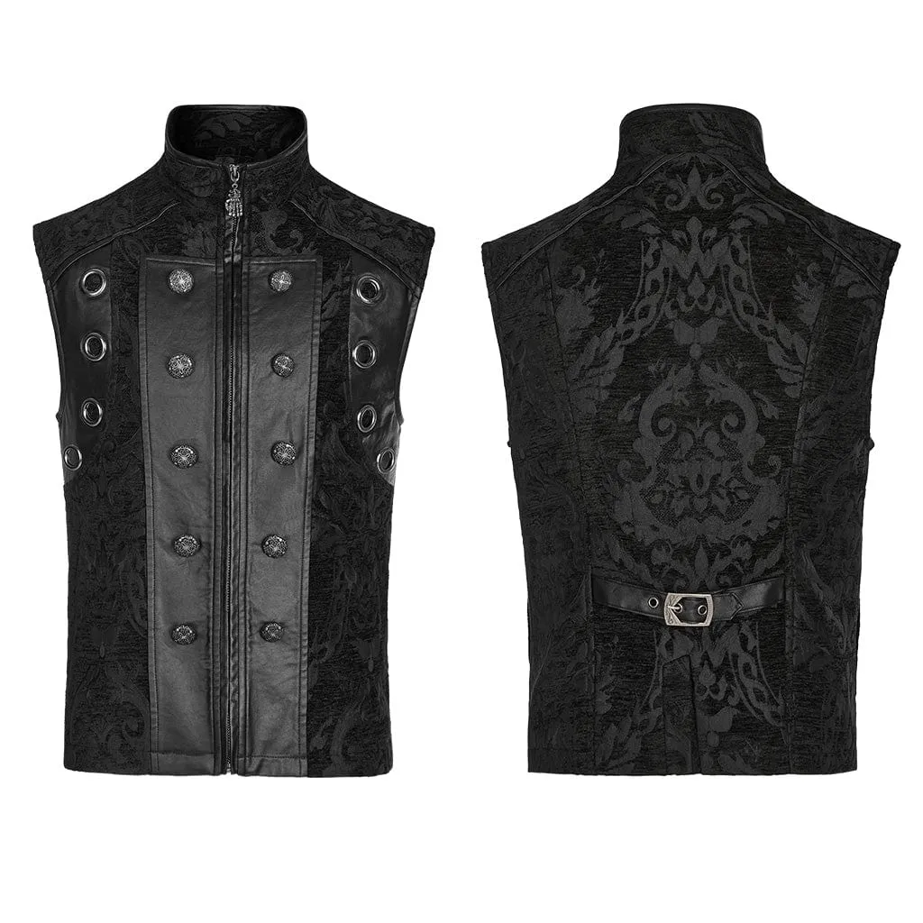 Men's Gothic Stand Collar Embossed Vest