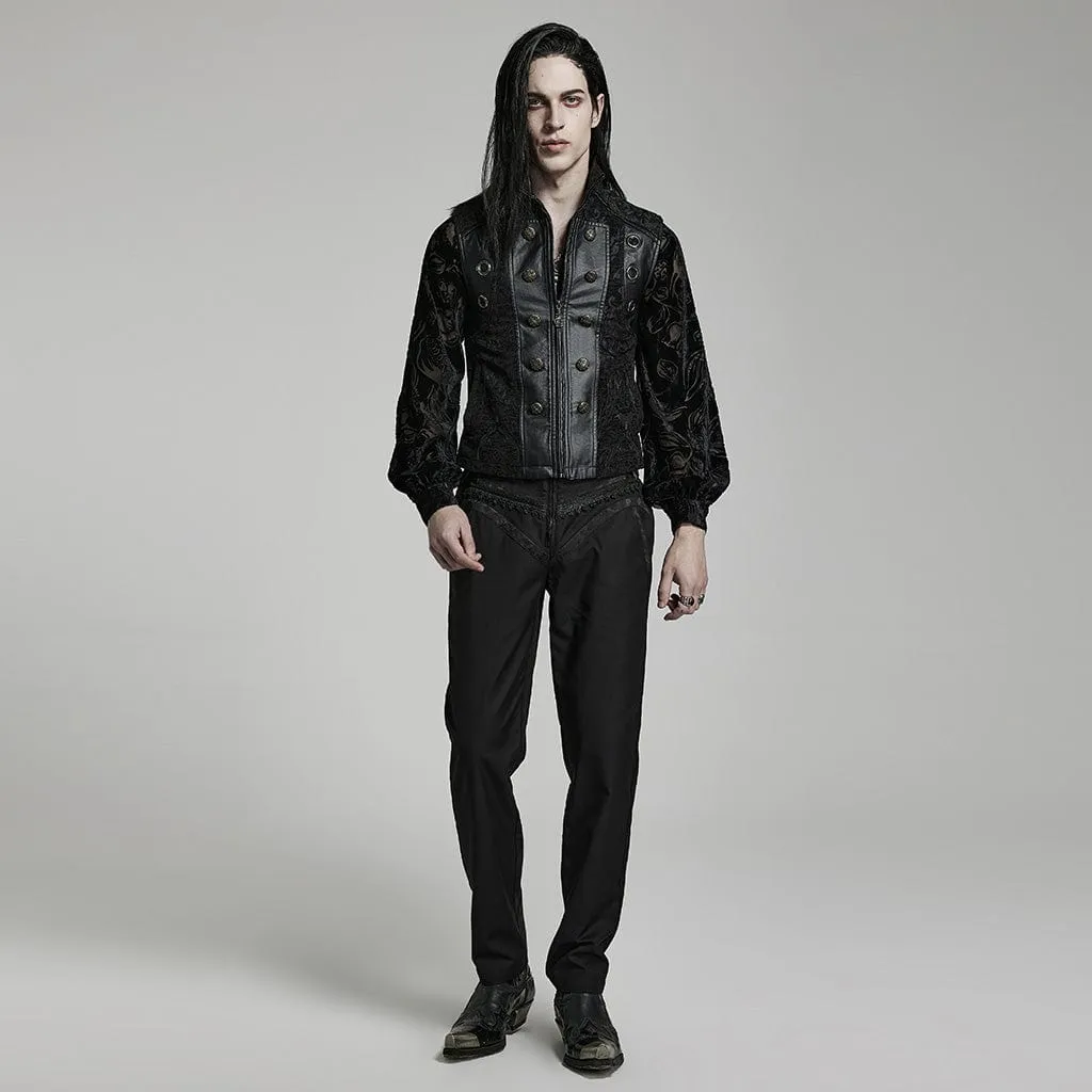 Men's Gothic Stand Collar Embossed Vest