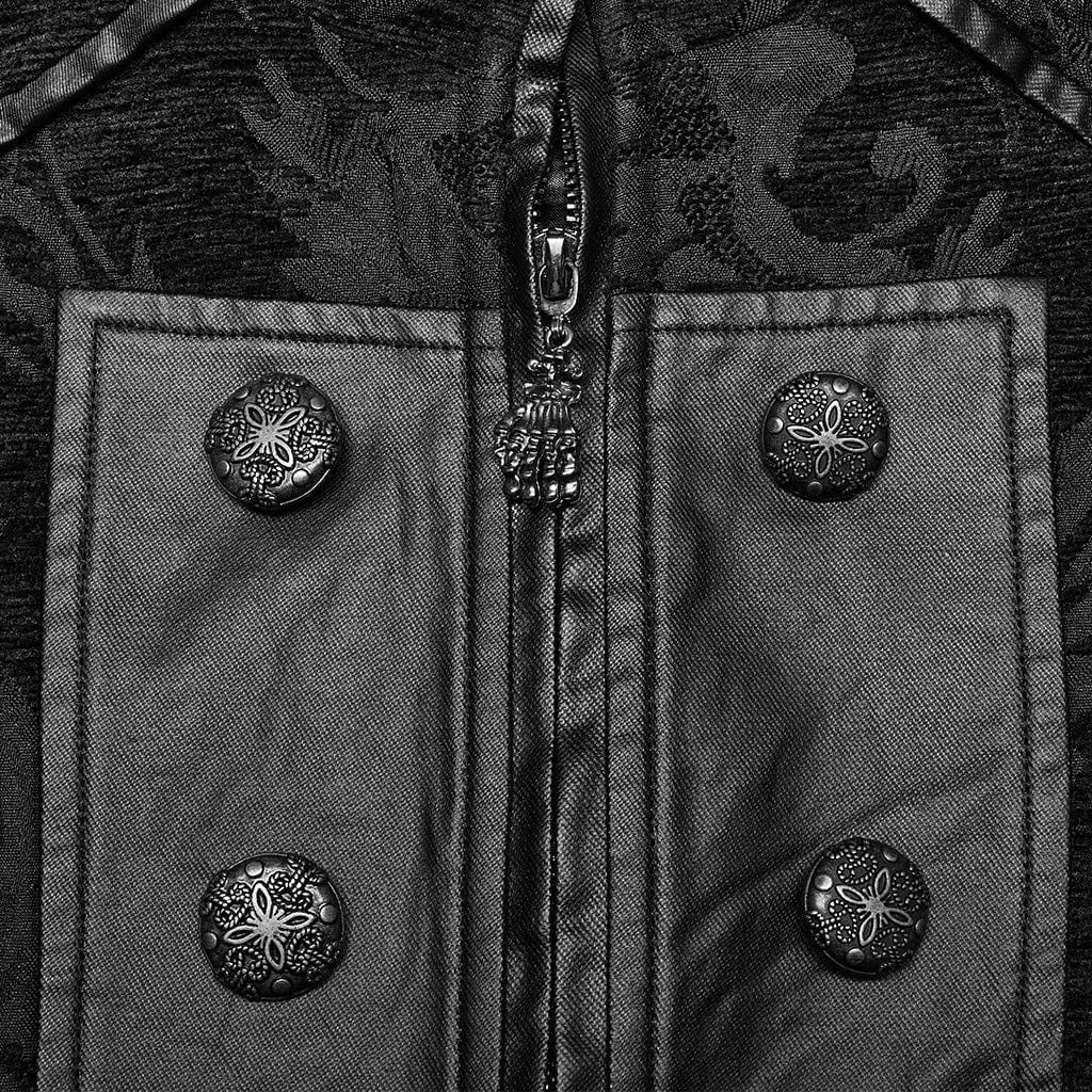 Men's Gothic Stand Collar Embossed Vest