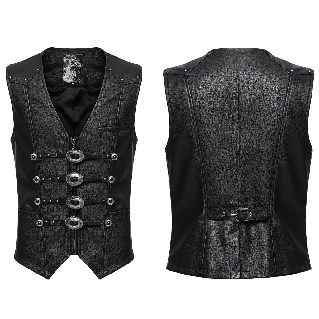 Men's Gothic Studs Buckle-up Waistcoat