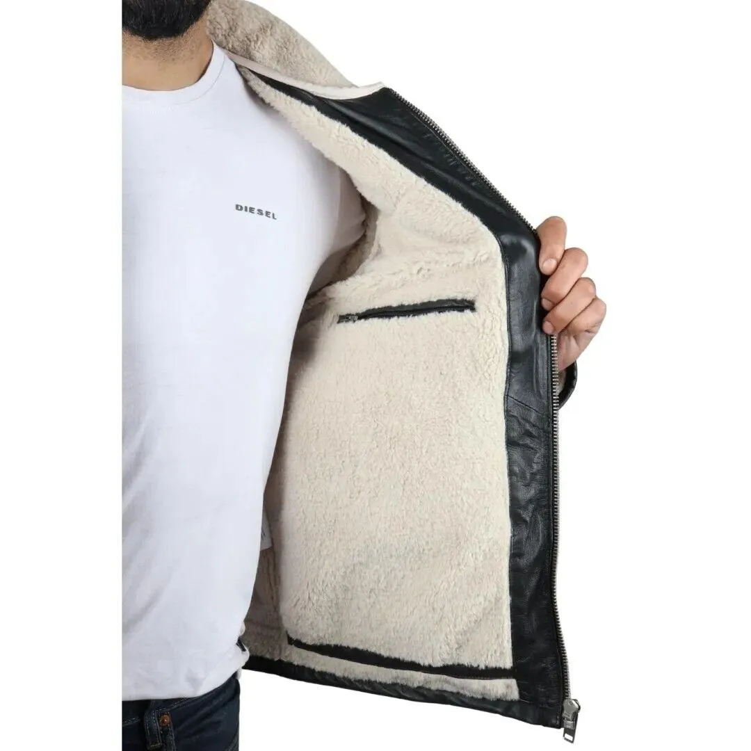 Men's Leather Quilted Biker Puffer Jacket - BrasÃ­lia