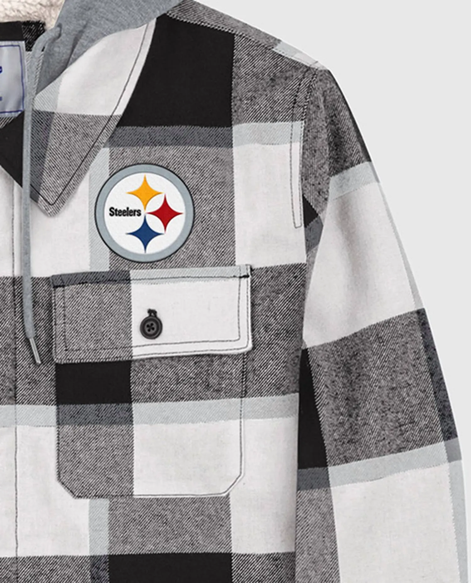 Men's Pittsburgh Steelers The Big Joe Sherpa Lined Plaid Starter Jacket In Black