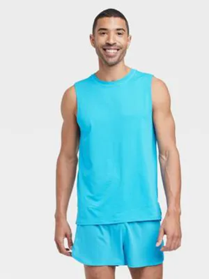 Men's Plain Sleeveless T-Shirt,Blue