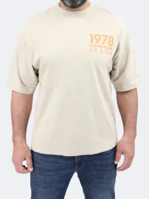 Men's Printed T-Shirt,Beige