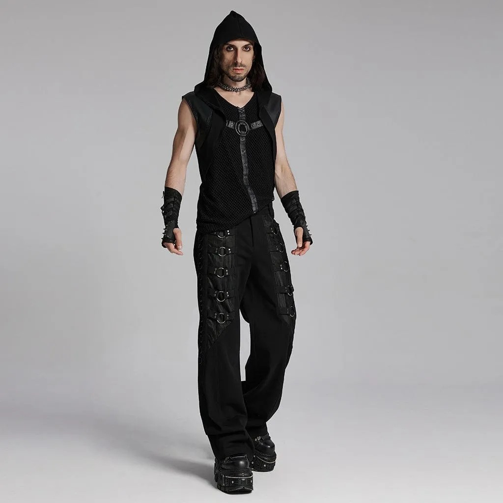 Men's Punk Mesh Eyelets Vest with Hood