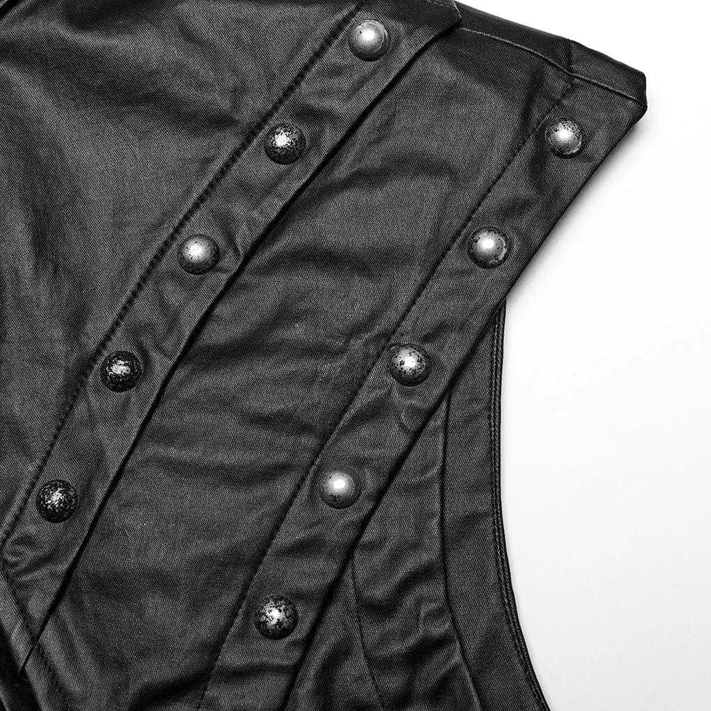 Men's Punk Splice Mesh Faux Leather Vest
