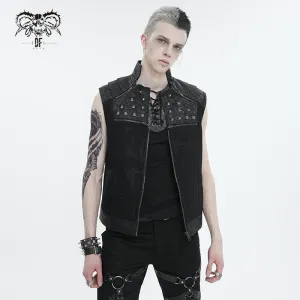 Men's Punk Stand Collar Studded Vest
