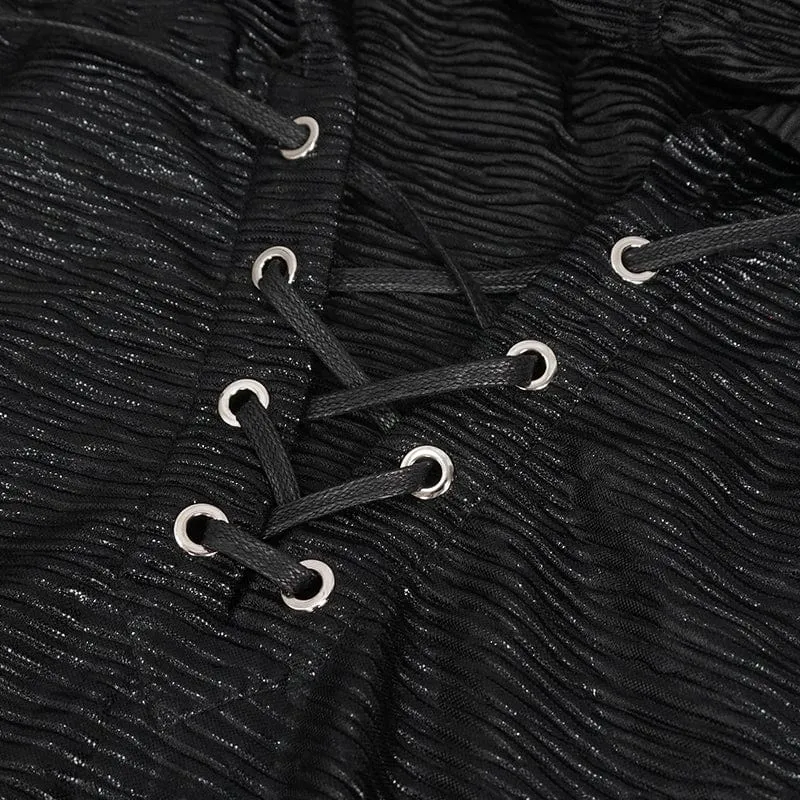 Men's Punk Strappy Mesh Splice Vest with Hood