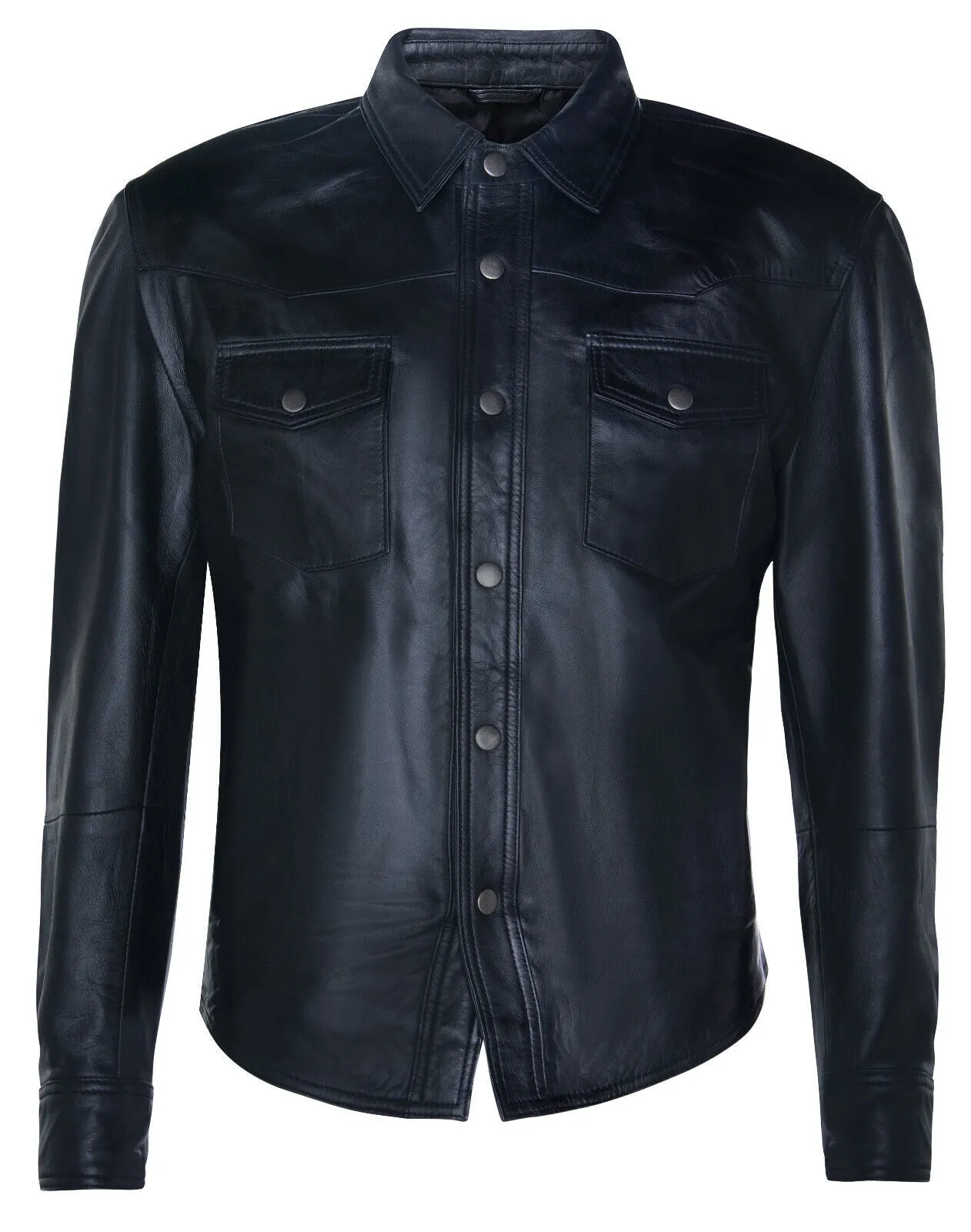 Mens Retro Leather Shirt Jeans Jacket-Beijing