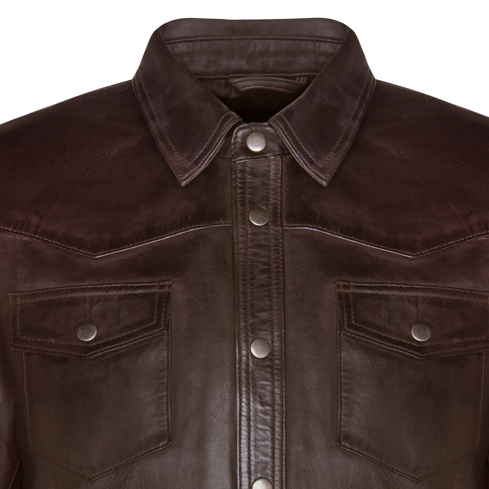 Mens Retro Leather Shirt Jeans Jacket-Beijing