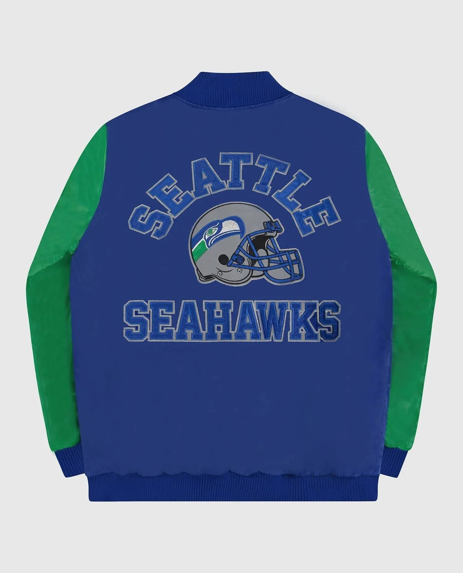 Men's Seattle Seahawks Varsity Satin Full-Snap Jacket In Blue