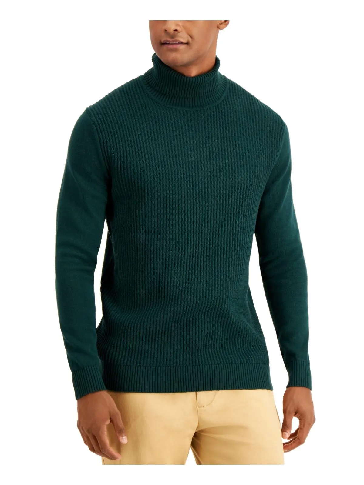 Mens Textured Cotton Turtleneck Sweater