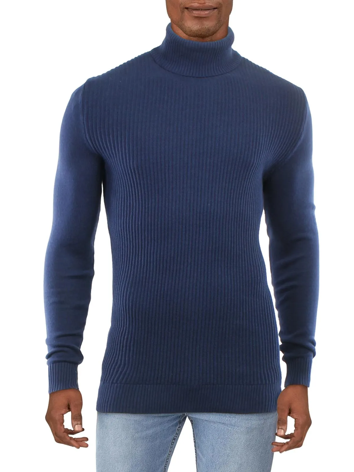 Mens Textured Cotton Turtleneck Sweater