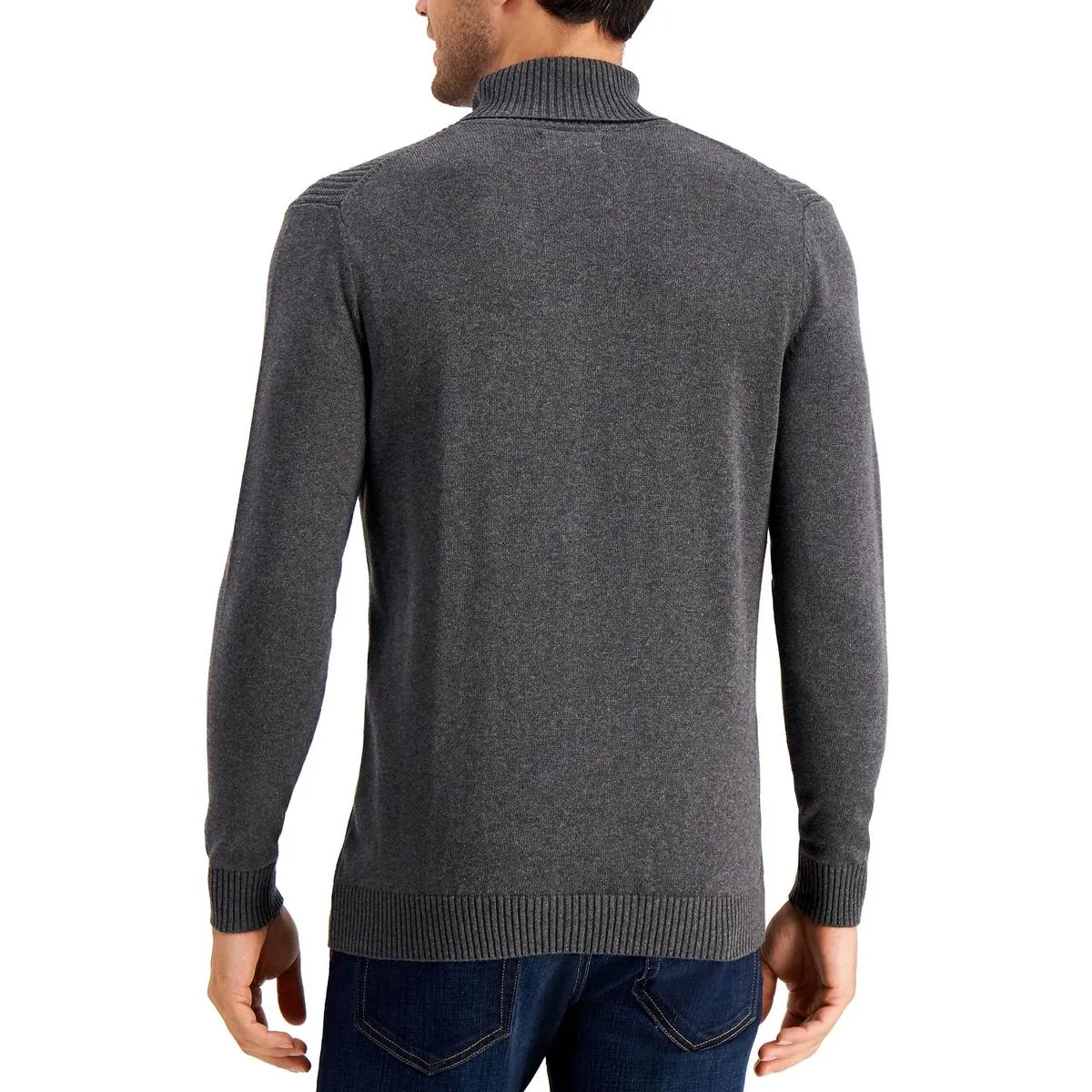 Mens Textured Cotton Turtleneck Sweater