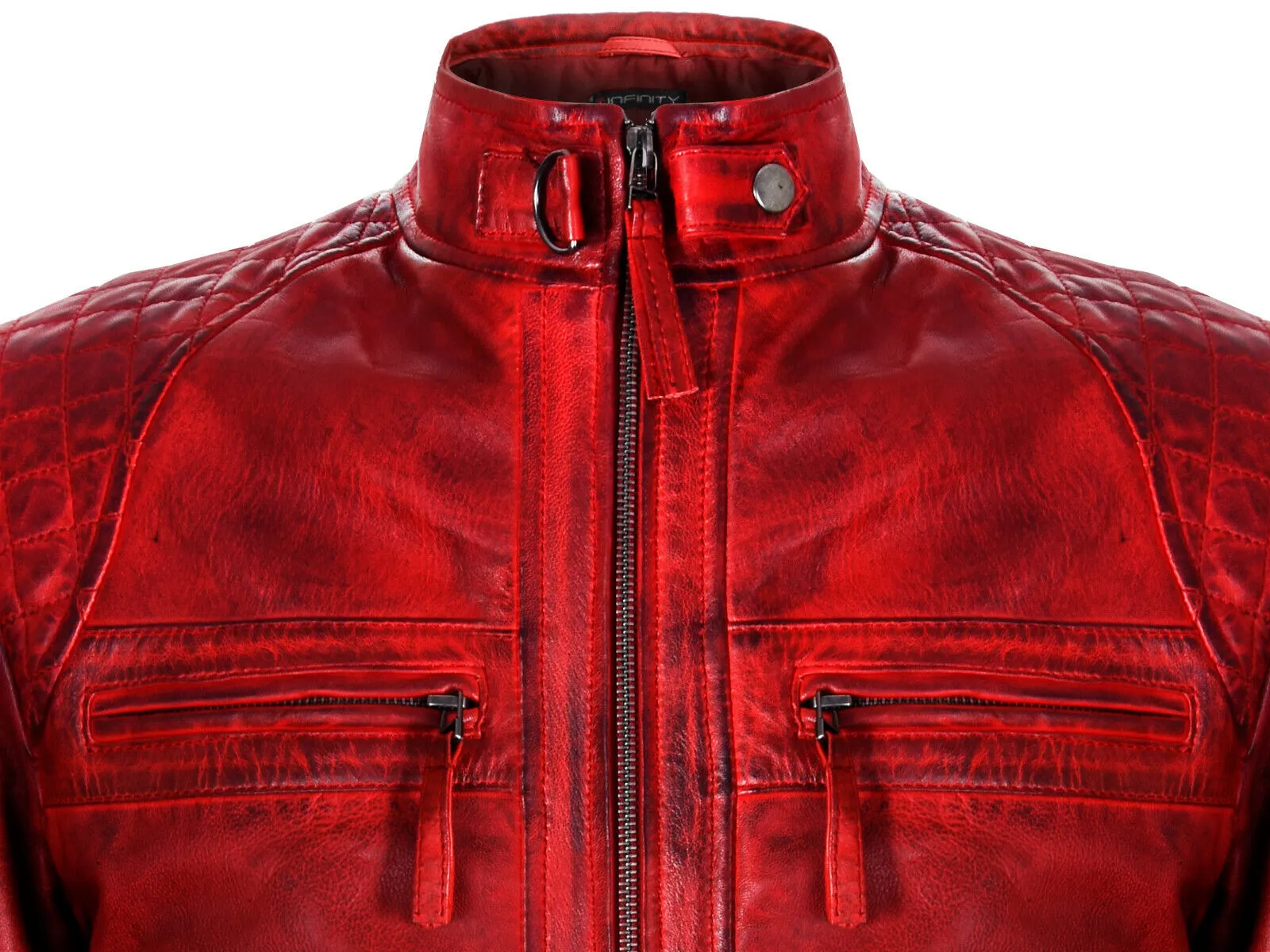 Men's Vintage Leather Quilted Biker Jacket-Monaco
