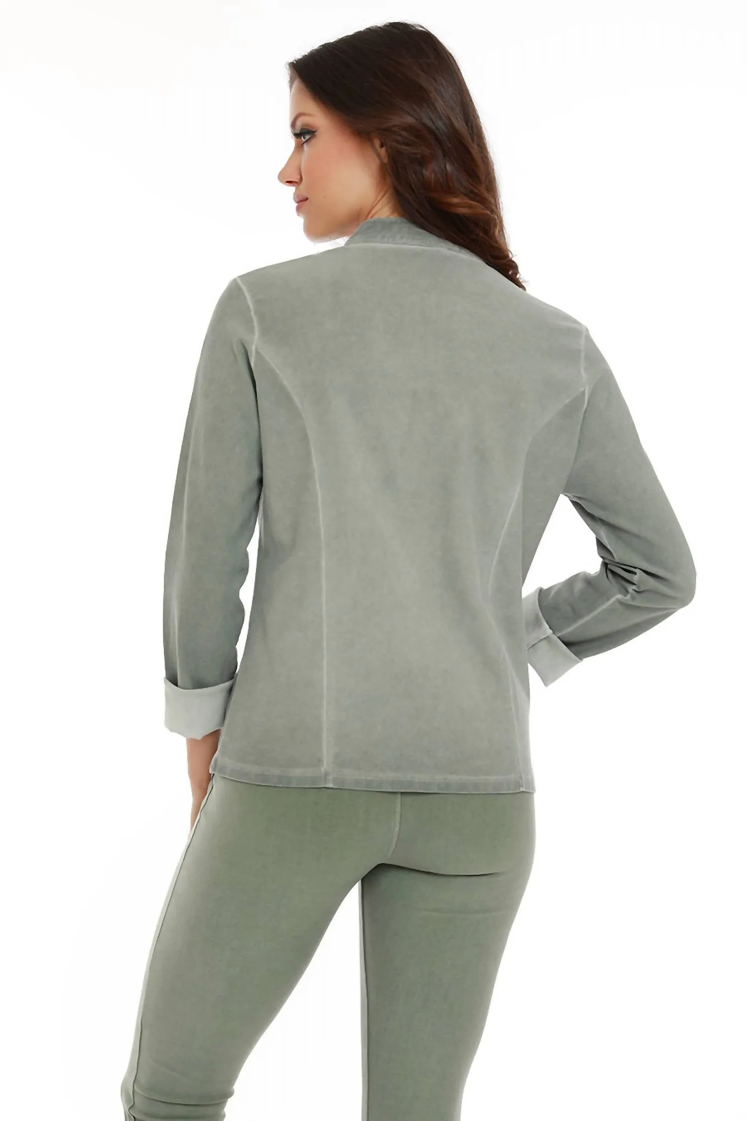 Mikayla Short Zip Up Jacket In Olive