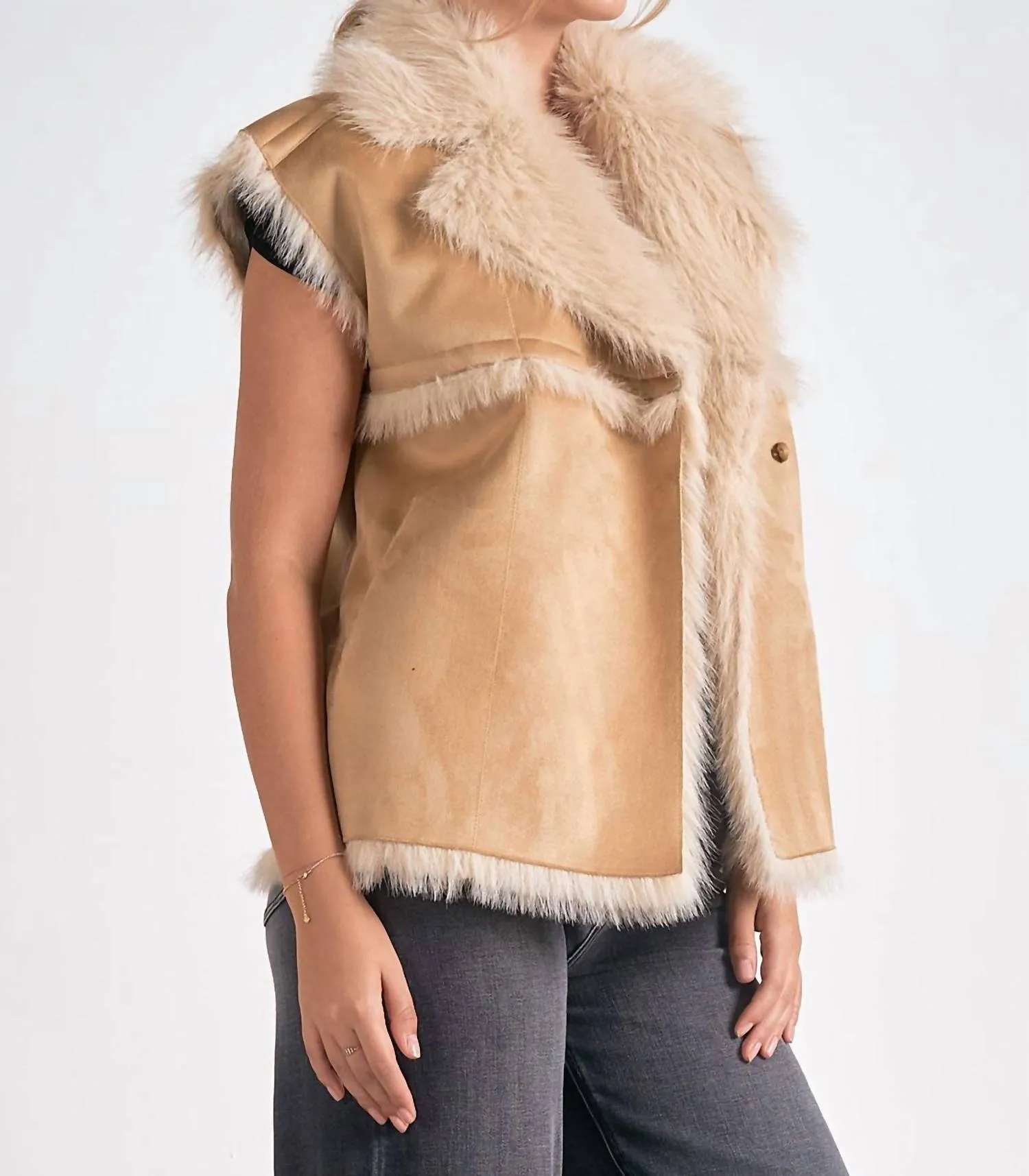 Milan Long Vest In Tan