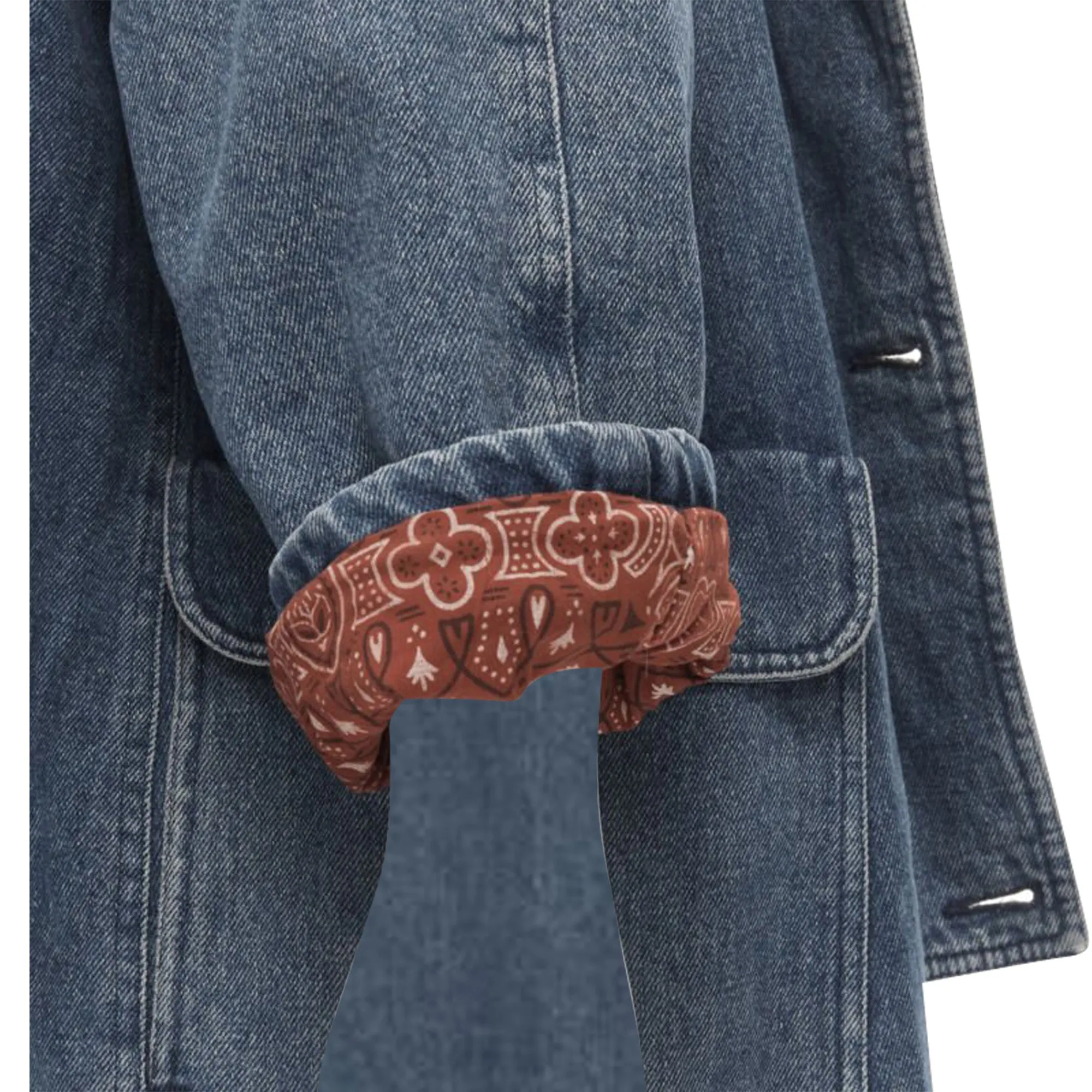 Moschino Jeans denim paisley lined padded coat