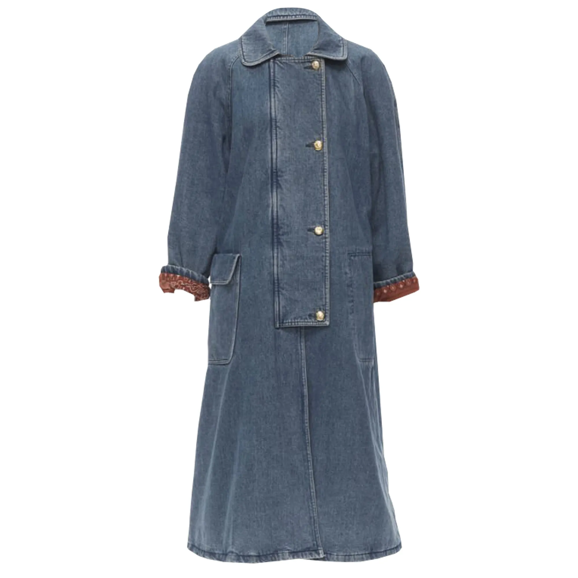 Moschino Jeans denim paisley lined padded coat