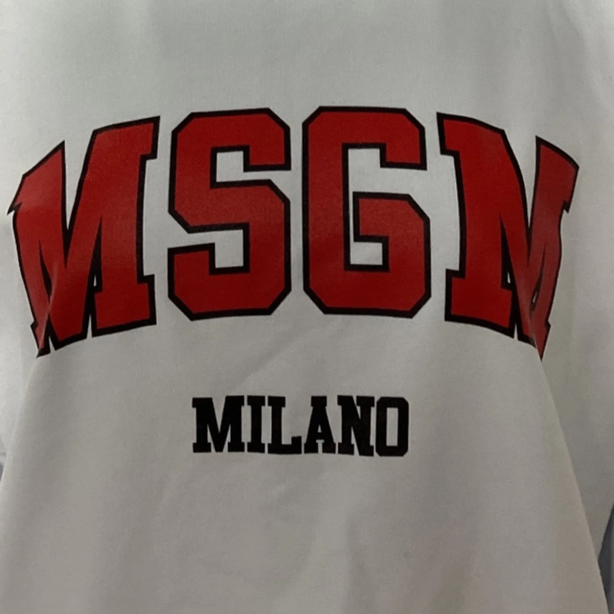 MSGM Logo Sweater in White Cotton
