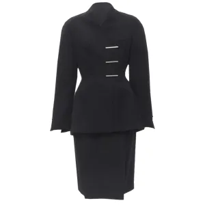Mugler silver double breasted jacket skirt