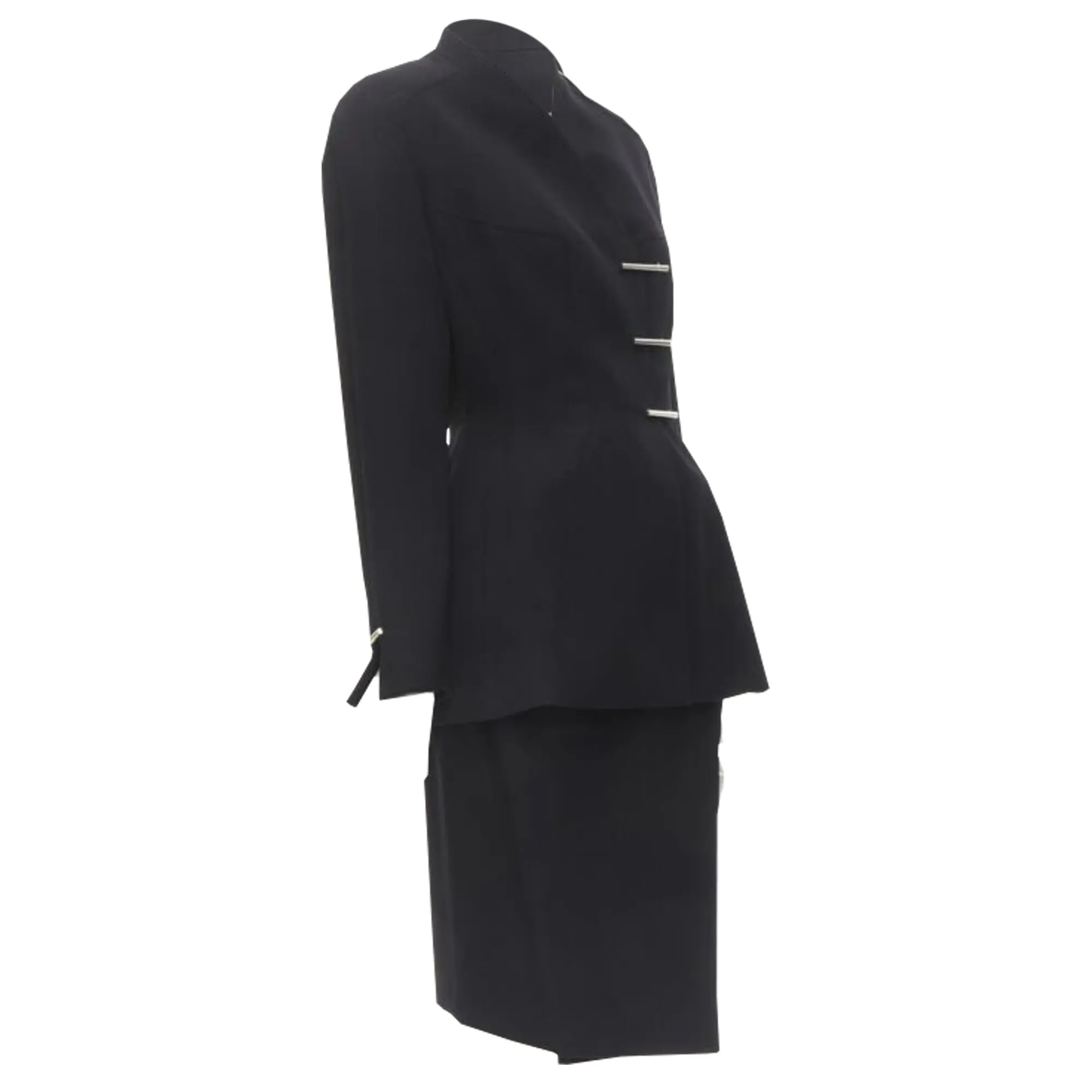 Mugler silver double breasted jacket skirt