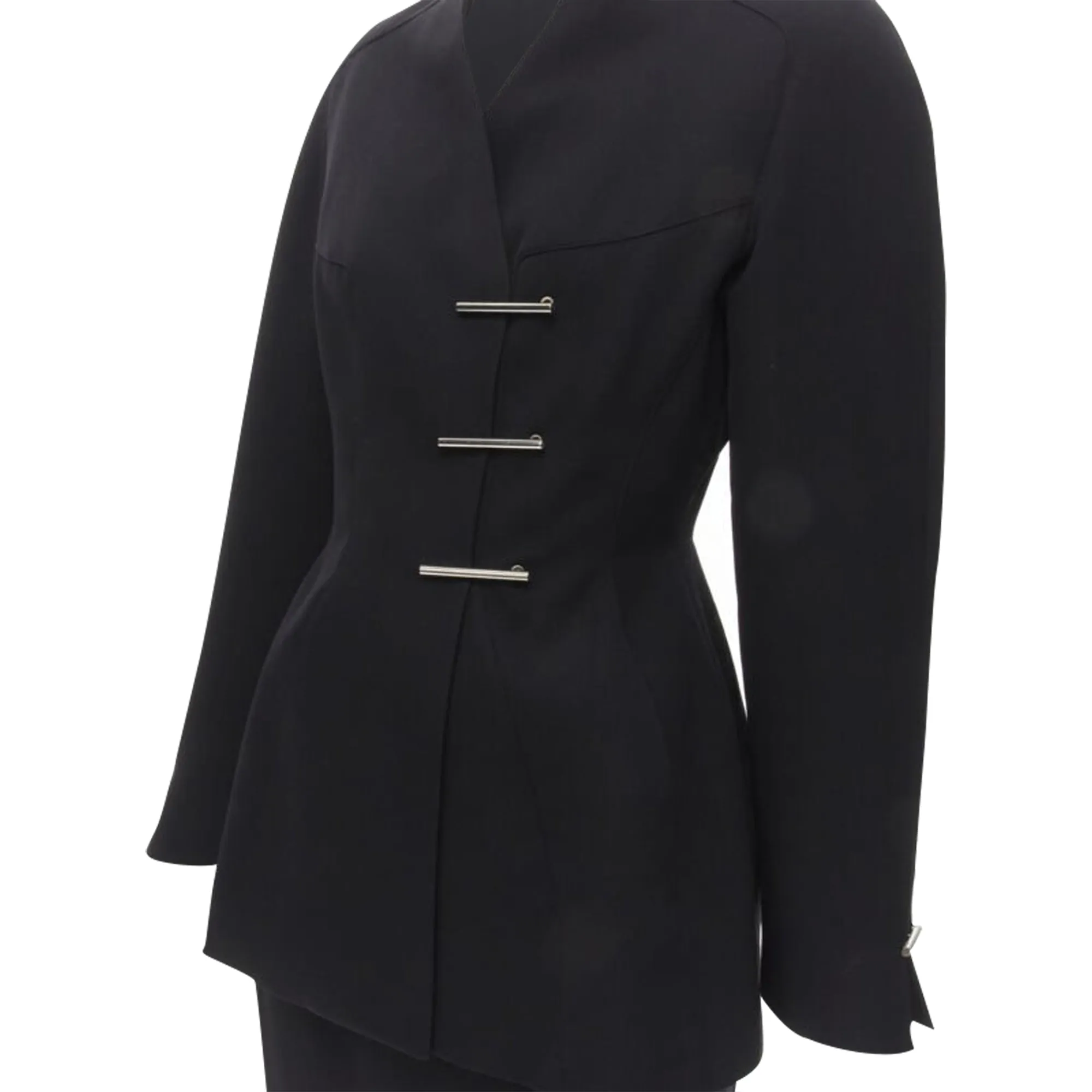 Mugler silver double breasted jacket skirt